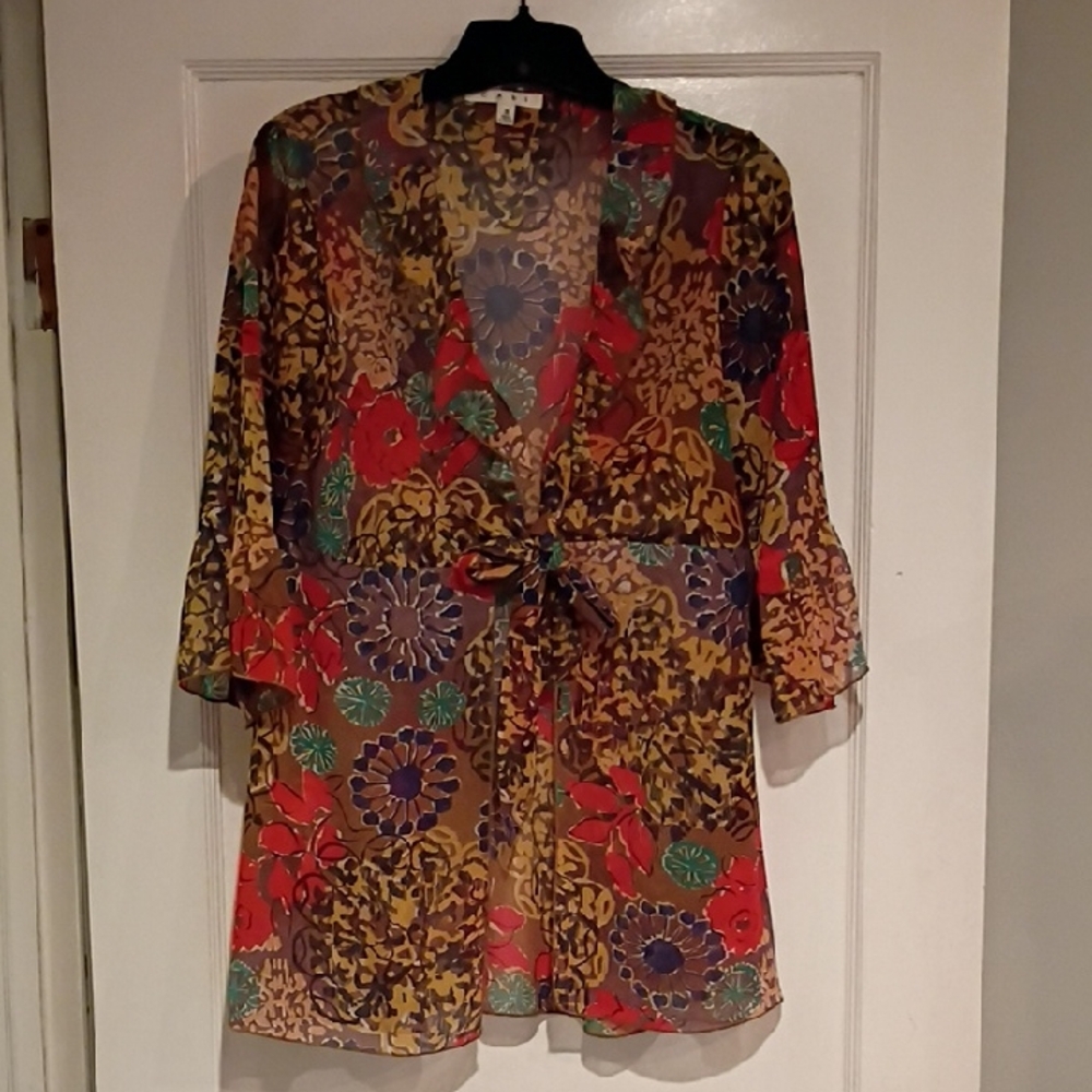 Cabi Floral Sheer Kimono Cardigan Small
